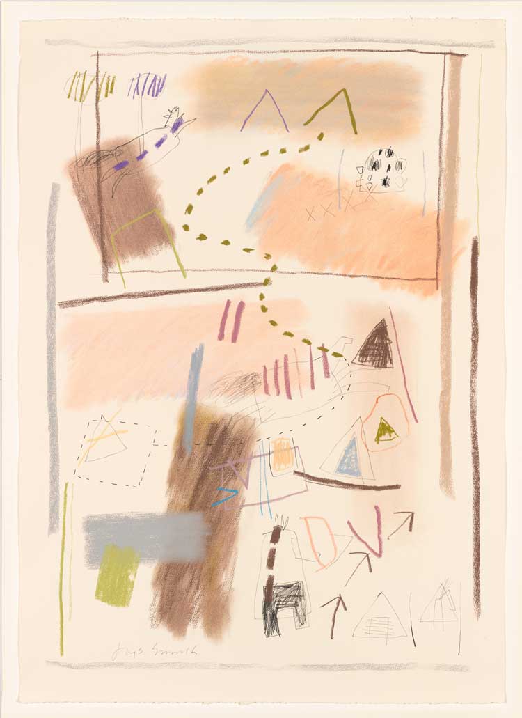 Jaune Quick-to-See Smith, Kalispell #3, 1979. Pastel and charcoal on paper, 41 3/4 × 30 5/8 in (106 × 77.8 cm). Whitney Museum of American Art, New York; gift of Altria Group, Inc. 2008.138. © Jaune Quick-to-See Smith.
