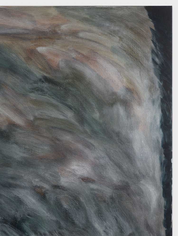 Kate Spencer Stewart, Smith, 2023 (detail). Oil on linen, 167.6 x 167.6 x 2.7 cm (66 x 66 x 1 in). Photo: Marten Elder.