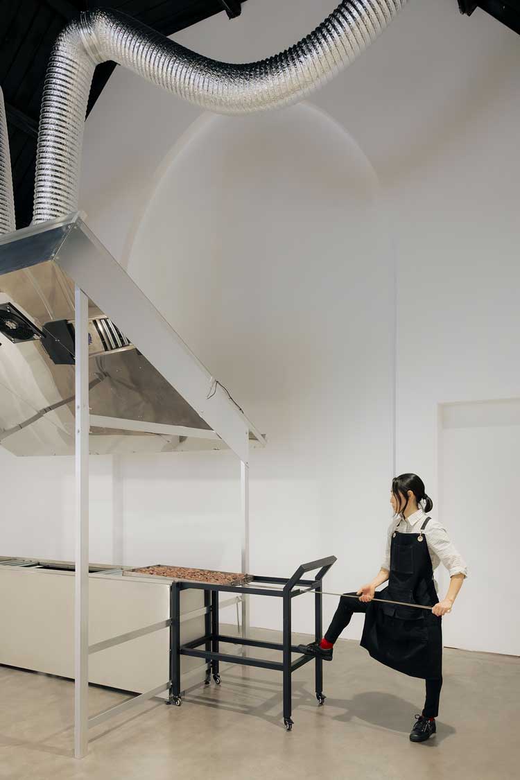 Aki Sasamoto, Grilled Diagrams, 2026. Installation view, Studio Voltaire, 2026. Commissioned and produced by Studio Voltaire. Image courtesy of the artist, Bortolami Gallery, Take Ninagawa and Studio Voltaire. Photo Sarah Rainer.