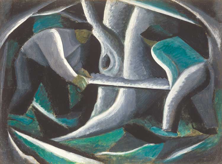 Onufriy Biziukov, Sawmills, 1930-31. Oil on canvas, 92 x 125 cm. NAMU National Art Museum of Ukraine.