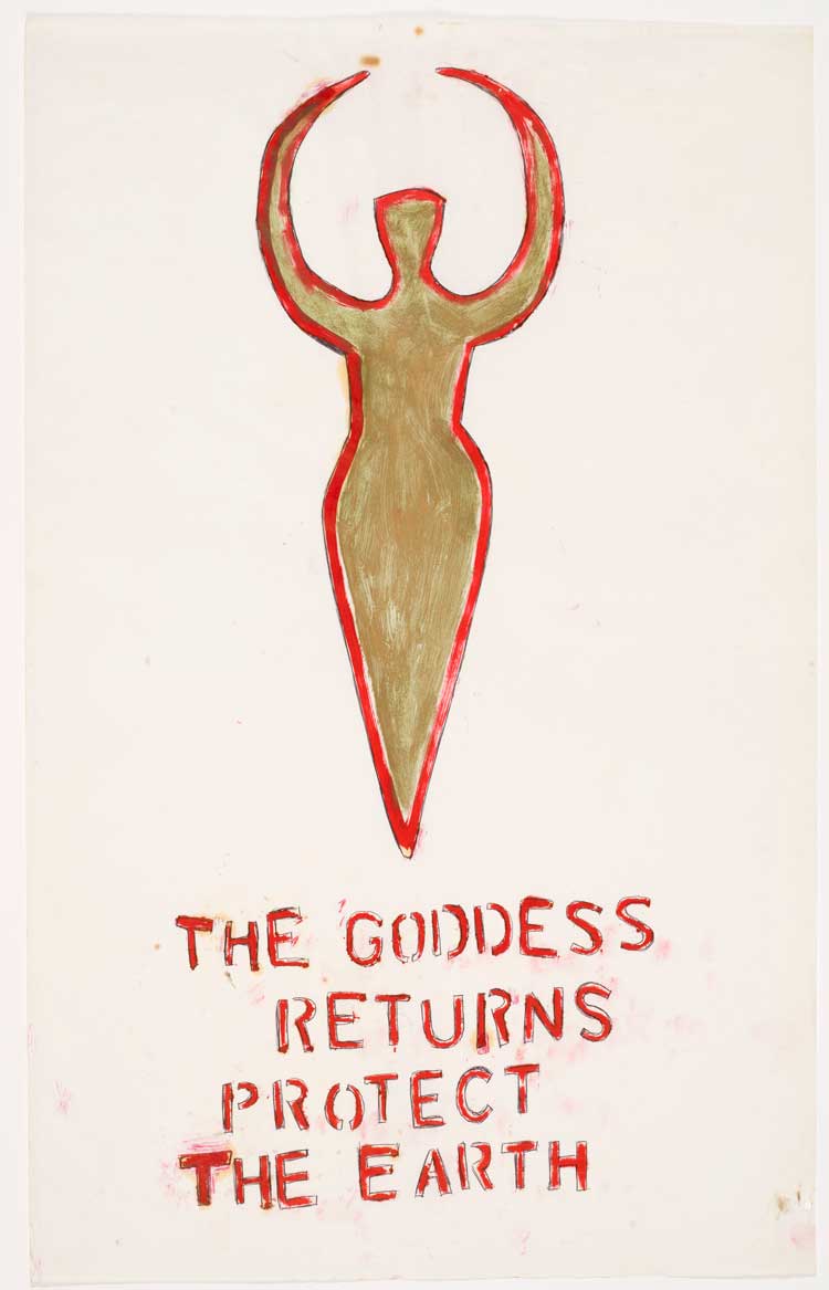 Monica Sjöö, The Goddess Returns to Protect the Earth, c1998/1999. Courtesy Monica Sjöö Estate and Alison Jacques, London. © Monica Sjöö Estate.