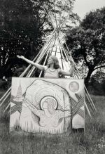 Monica Sjöö with The Spirit of the Stone in the garden of Durdham Park, 1979. © The Estate of Monica Sjöö.