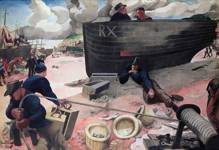 Edward Burra, The Harbour, Hastings, 1947. Watercolour on paper, Pallant House Gallery (On long-term loan from a private collection, 2004).