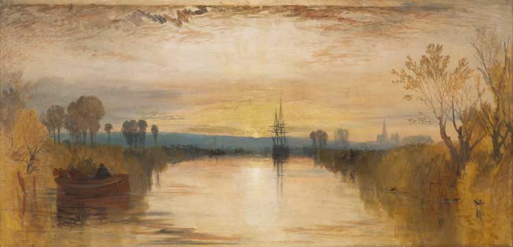 Joseph Mallord William Turner, Chichester Canal, c1828. Oil on canvas. Tate: Accepted by the nation as part of the Turner Bequest 1856.