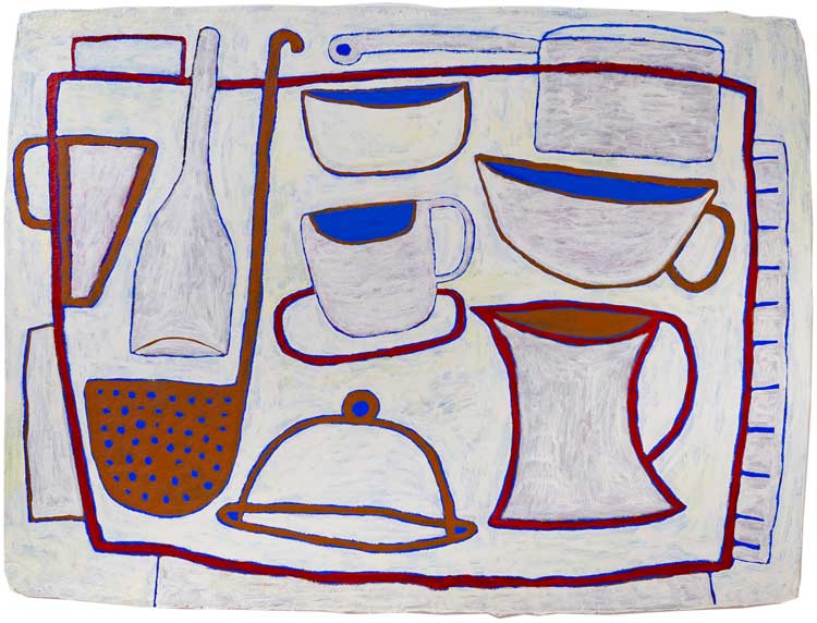 Marina Strocchi, Still Life, 2019. Acrylic on paper on marine ply, 60 x 80 cm. © the artist.