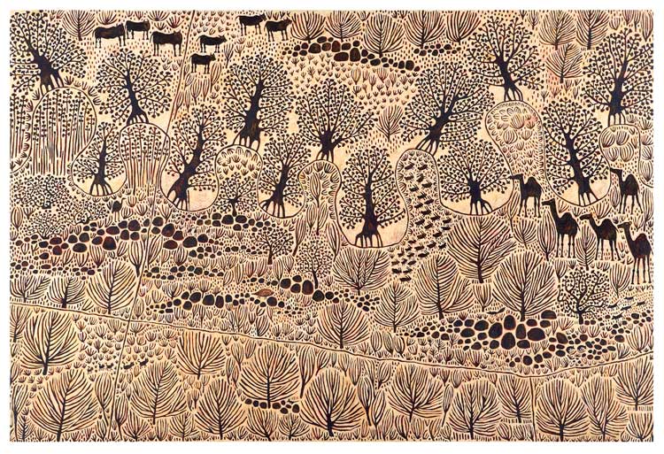 Marina Strocchi, The Echidna, 2007. Acrylic on linen, 200 x 300 cm. © the artist.