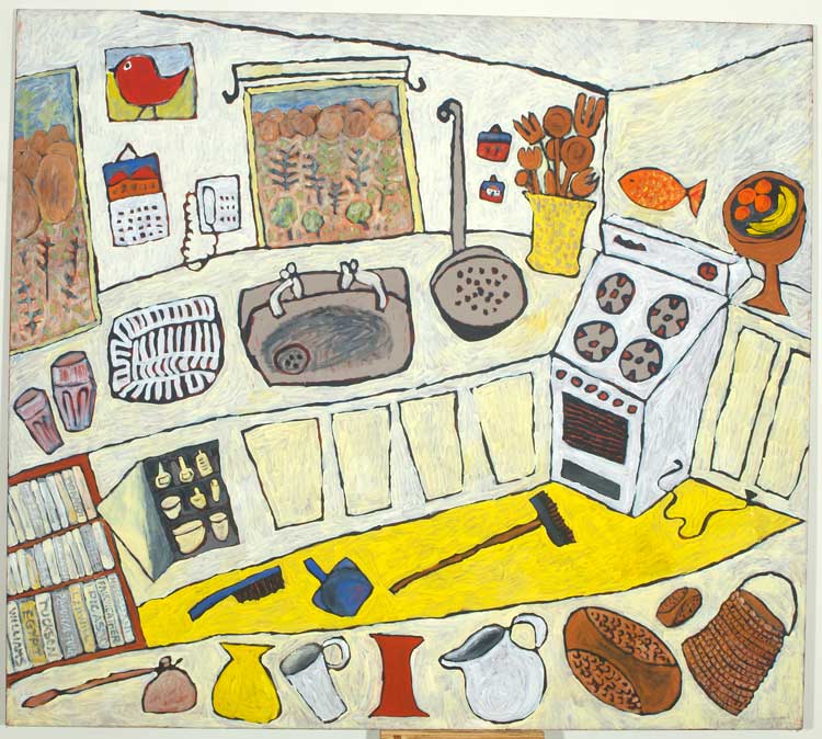 Marina Strocchi, The Kitchen, 2002. Acrylic on linen, 122 x 137 cm. © the artist.