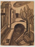 Helen Saunders. Canal, c1913. Drawing. The Courtauld, London (Samuel Courtauld Trust). © Estate of Helen Saunders.