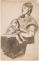 Helen Saunders. Mother and Child with Elephant, c1914-22. Drawing. The Courtauld, London (Samuel Courtauld Trust). © Estate of Helen Saunders.