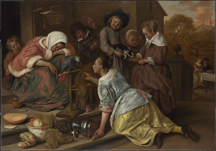 Jan Steen, The Effects of Intemperance, about 1663-5. Oil on wood, 76 x 106.5 cm. © The National Gallery, London.