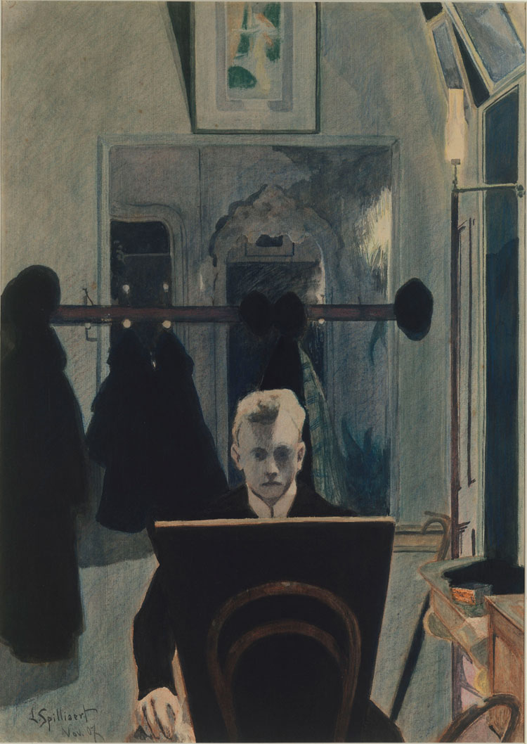 Leon Spilliaert, Self-portrait, 1907. Gouache, watercolour and coloured pencil on paper, 52.7 x 37.8 cm. Metropolitan Museum of Art © 2019. Image copyright The Metropolitan Museum of Art/Art Resource/Scala, Florence.