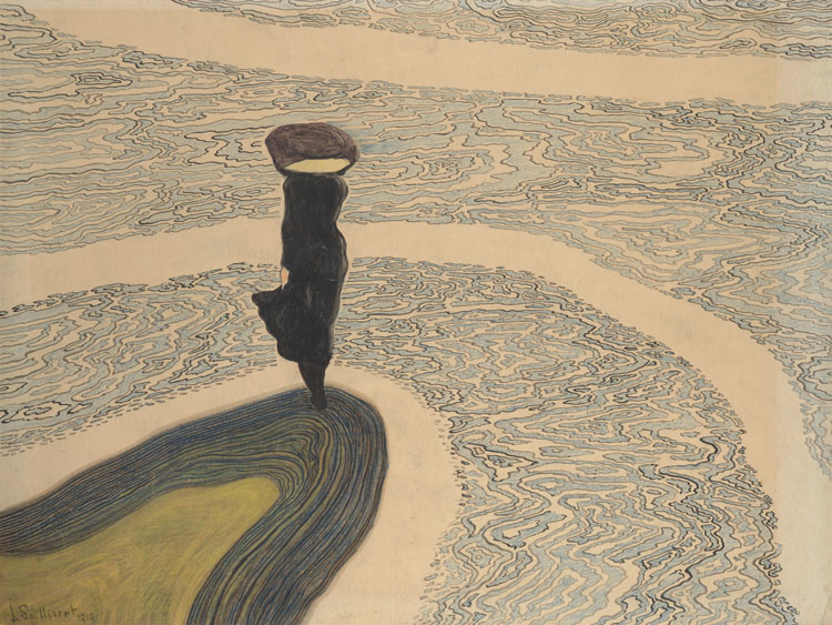 Leon Spilliaert, Woman at the Shoreline, 1910. Indian ink, coloured pencil and pastel on paper, 49 x 60 cm. Private collection. Photo: © Cedric Verhelst.