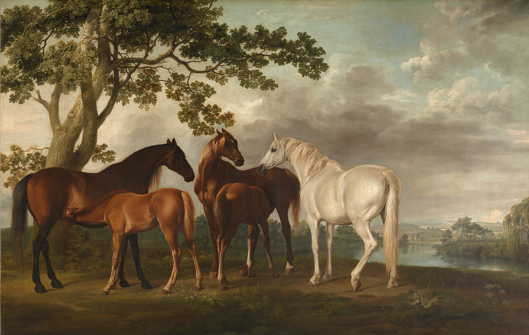 George Stubbs, Mares and Foals in a River Landscape, c1763–68. Oil on canvas. © Tate, London 2019.