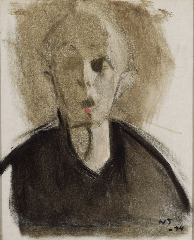 Helene Schjerfbeck. Self-portrait with Red Spot, 1944. Oil on canvas, 45 x 37 cm. Gösta and Bertha Stenman Donation. Finnish National Gallery / Ateneum Art Museum. Photo: Hannu Aaltonen.