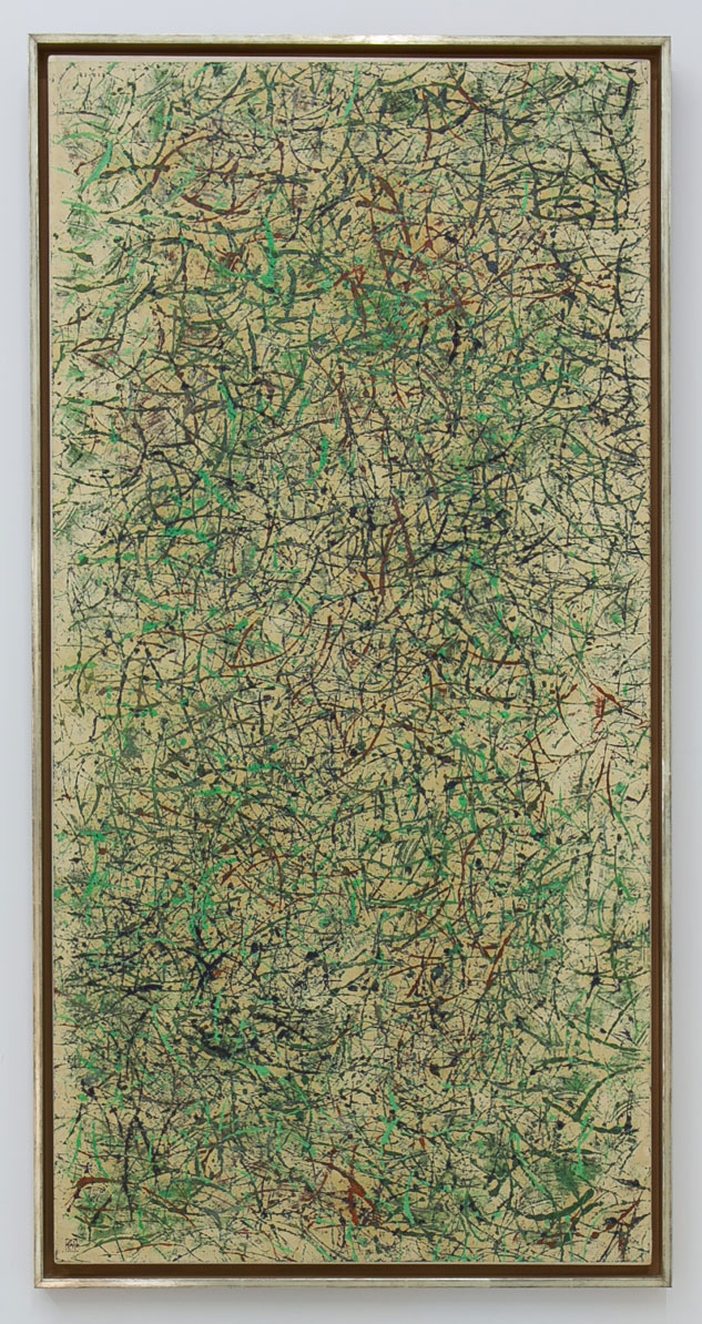 Shen Fan. 92-013, 1992, Oil on xuan paper mounted on xuan paper, 55 1/8 x 27 1/2 in (140 x 70 cm). Courtesy of Shen Fan, ShanghART Gallery, and Eli Klein Gallery.