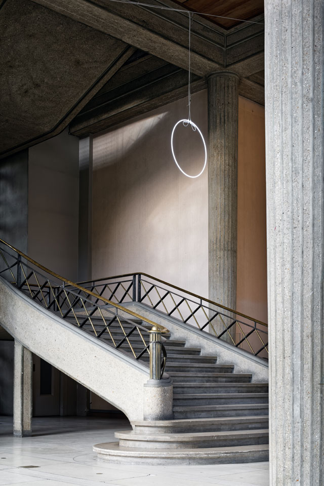 Suspension: A History of Abstract Hanging Sculpture, 1918-2018, installation view, Palais d’Iéna. Courtesy of Olivier Malingue Ltd. Photo: Benoît Fougeirol.