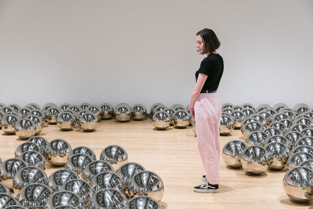 Yayoi Kusama, Narcissus Garden, 1966–. Installation view at Space Shifters © copyright the artist, courtesy Hayward Gallery 2018. Photo: Mark Blower.