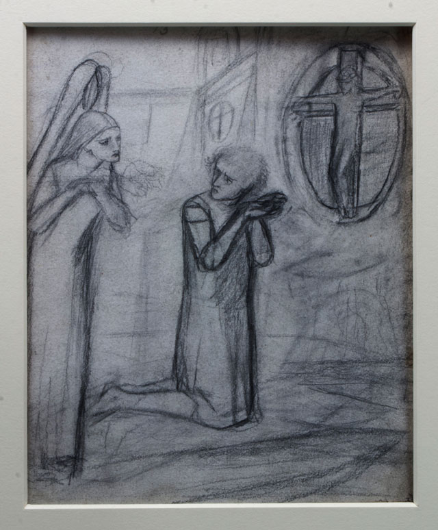 Lizzie Siddal. Sir Galahad, c1850s. Pencil.