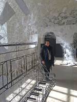 Chiahru Shiota in the chapel at Yorkshire Sculpture Park. Photograph: Veronica Simpson.