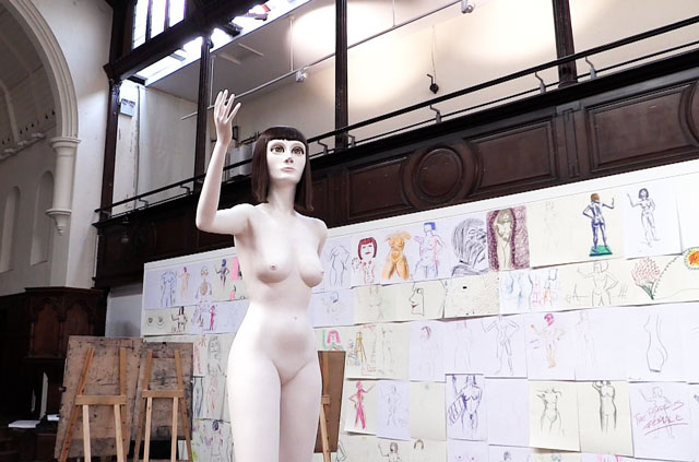 David Shrigley, Life Model II, installation view at Fabrica, Brighton, 2018. Photograph: Martin Kennedy.