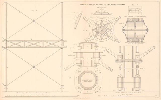 Crystal Palace: details of bracing between columns. Photograph: © Royal Commission for the Exhibition of 1851.