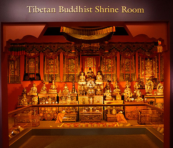 The Tibetan Buddhist Shrine Room from the Alice S. Kandell Collection. Gifts and promised gifts from the Alice S. Kandell Collection to the Arthur M. Sackler Gallery, Smithsonian Institution, Washington, DC. Photograph: Miguel Benavides.