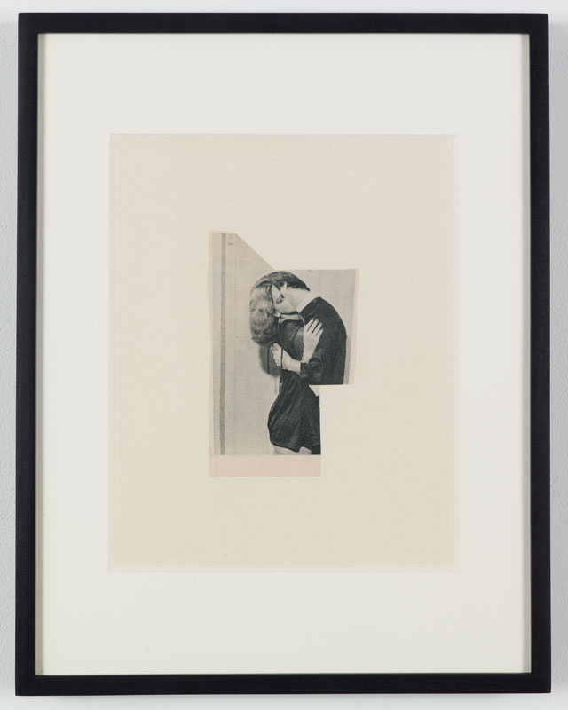 John Stezaker. The Voyeur I (Photoroman), 1976. Collage, 5.94 x 3.7 in (15.1 x 9.4 cm). Courtesy of the artist and Petzel, New York.