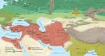 Scythians cultural map. A map of Eurasia showing the extent of the Achaemenid empire (in red) and the Eurasian steppe and mixed woodland largely occupied by the Scythians (in Green). Map produced by Paul Goodhead.