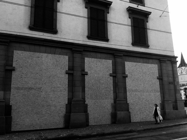 Santiago Sierra. Protected building (Helmhaus, Manifesta 11. Zurich, Switzerland, 2016).