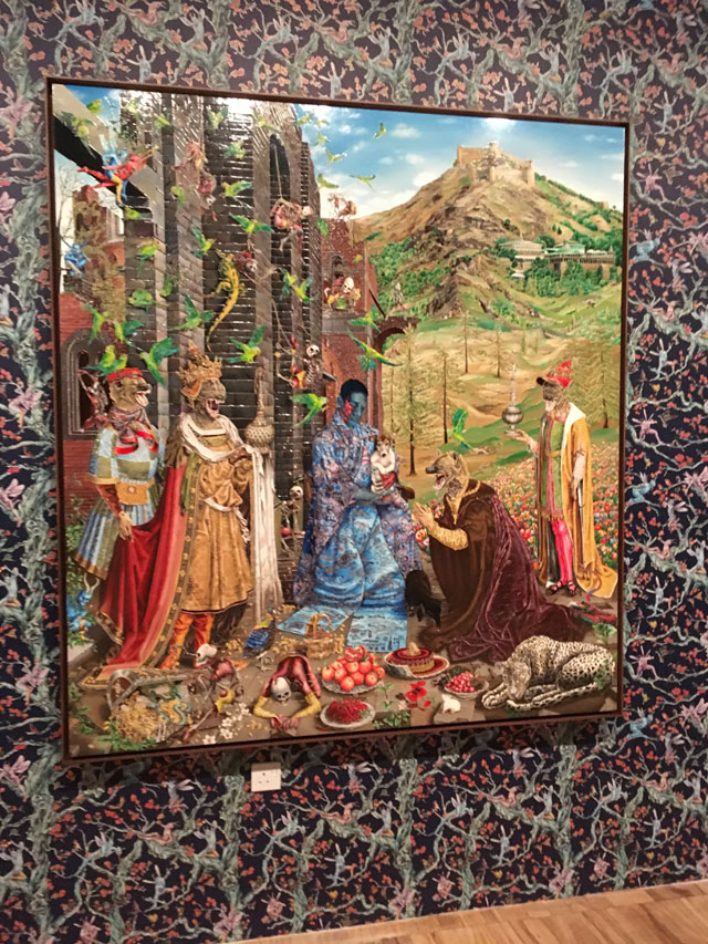 Raqib Shaw. The Adoration (After Jan Goassaert) 2015-16. Courtesy Raqib Shaw and White Cube. Photograph: Veronica Simpson.