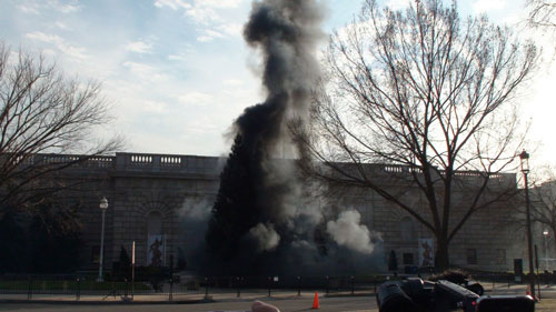 Christmas tree explosion by Cai Guo Qiang. Commissioned by the Arthur M. Sackler Gallery and the State Department Art in Embassies Program.