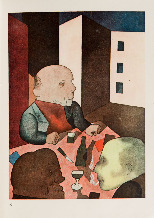 George Grosz. Der Mensch ist gut (People are basically Good), 1921. From: Ecce Homo, publ. 1923. Coloured offset print. © Museum der Moderne Salzburg. © Bildrecht Wien. Photograph: Hubert Auer.