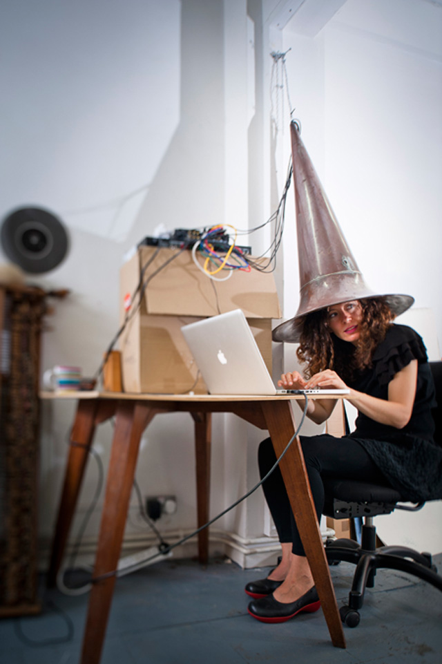 Aura Satz. Spiral Sound Coil - in the studio, 5 channel sound sculpture, 2010. Photograph: Paul Winch-Furness, courtesy Aura Satz.