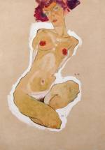 Egon Schiele. Squatting Female Nude, 1910. Black chalk, gouache and opaque white, 44.7 x 31 cm. The Leopold Museum, Vienna.