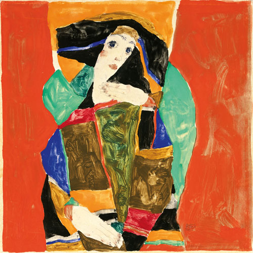 Egon Schiele. Portrait of a Woman (Wally Neuzil), 1912. Gouache and pencil on paper, 24.8 x 24.8 cm. Private collection.