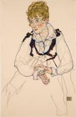 Egon Schiele. The Artist’s Wife (Edith Schiele), 1917. Gouache on paper, 45.5 x 29.7 cm. Belvedere, Vienna. © Belvedere Vienna.