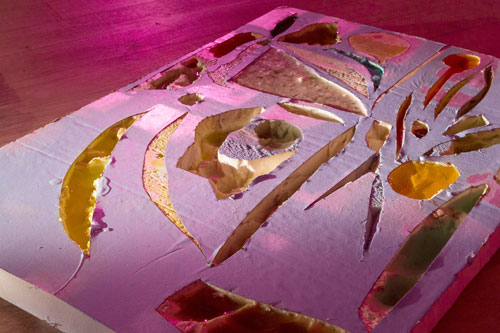 Samara Scott. Autumn flats, 2014. Insulation foam, water, food colouring. Courtesy of The Sunday Painter and the artist.