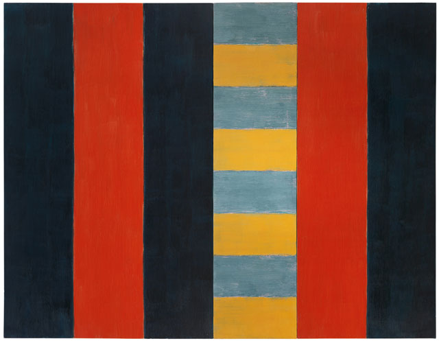 Sean Scully. Stranger, 1987. Oil on linen, 96 x 124 in (243.8 x 315 cm). Image courtesy Mnuchin Gallery, New York. © Sean Scully. Photograph: Foto Gasull.