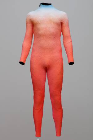 Alex Israel. Self Portrait (Wetsuit), 2015 Acrylic on aluminium,  202 x 71 x 56 cm . Courtesy the artist. With special thanks to Peres Projects, Berlin, for their support.