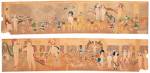 (double-sided). 144 At Jennie Richee. Waiting for the blinding rain to stop./145 At Jennie Richee. Hard pressed
and harassed by the storm. Henry Darger (1892–1973), Chicago, Illinois, 1950–1970. Watercolour, pencil, carbon tracing, and collage on pieced paper, 24 x 107 3/4 in. Collection American Folk Art Museum, New York. Museum purchase with funds generously provided by John and Margaret Robson. © Kiyoko Lerner. Photograph: James Prinz.