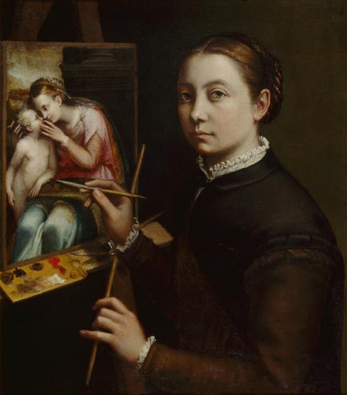 Sofonisba Anguissola. Self-portrait at the Easel Painting a Devotional Panel, 1556. Copyright: © Muzeum-Zamek, Lancut, Poland.