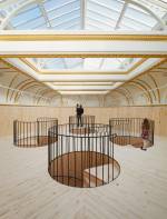 Installation (Blue Pavilion) by Pezo von Ellrichshausen (view 2). Photograph © Royal Academy of Arts, London, 2014. Photograph: James Harris.