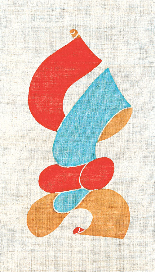 Serizawa Keisuke (1895–1984). <em>Chinese Character Shin</em> (Truth), 1960. Stencil-dyed hemp, 37 1/4 x 19 1/4 in. Tohoku Fukushi University  Serizawa Keisuke Art and Craft Museum.