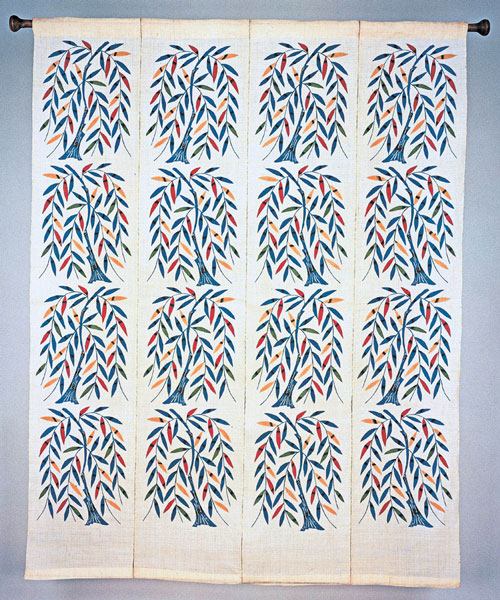 Serizawa Keisuke (1895–1984). <em>Willow</em> 1960. Wall hanging, stencil-dyed hemp, 61 x 78 in. Tohoku Fukushi University  Serizawa Keisuke Art and Craft Museum.