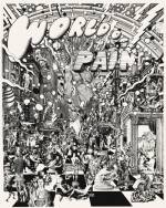 Jim Shaw, World of Pain (Silver Version), 1991. Photostat on Mylar with cardboard back, 17 x 14 in (43.2 x 35.6 cm). Exhibition copy. Collection the artist