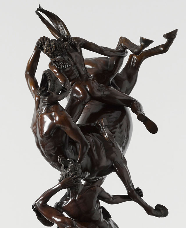 Raqib Shaw. Centaur Duo, 2016 (detail). Bronze with Renaissance patina, 43 5/16 x 27 9/16 x 33 7/16 in (110 x 70 x 85 cm). © Raqib Shaw. Photograph © White Cube (Ben Westoby).