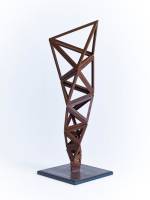 Conrad Shawcross. Paradigm Study (Structural), 2014. Corten steel. Height without plinth: 124 cm (48 7/8 in); Square base: 41 x 41 cm (16 1/8 x 16 1/8 in). Edition of 3 plus 2 artist's proofs. Courtesy the artist and Victoria Miro, London. © Conrad Shawcross.