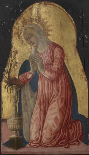 Matteo di Giovanni. <em>Virgin Annunciate</em>, 1474. © 2007 Museum of Art, Rhode Island School of Design. Gift of Robert Lehman (57.301). Photo: Erik Gould