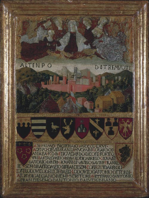 Francesco di Giorgio. <em>The Virgin Mary protects Siena from the Earthquakes</em>, 1467–8<br />
  © Archivio di Stato, Siena (34). Photo: Lensini Siena