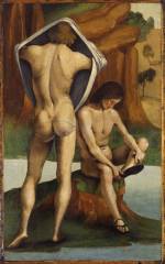 Luca Signorelli. <em>Two Virile Nudes (part of the Pala Bichi)</em>, 1488-89. Oil on panel, 67.9 x 41.9 cm. Toledo Museum of Art, Toledo, Ohio.